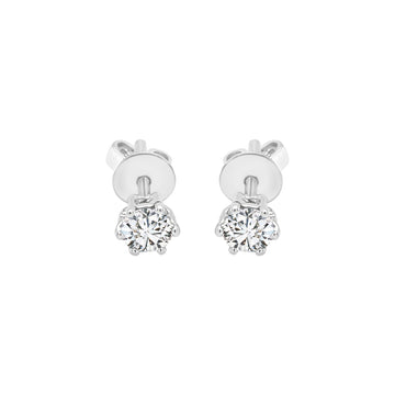 Solitaire Diamond Stud Earring Crafted In 18K White Gold