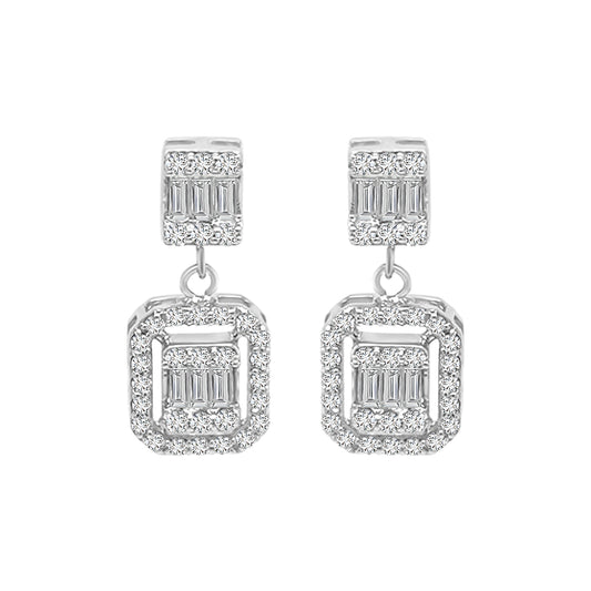 Dangling Earring Crafted In 18k white Gold