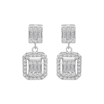 Dangling Earring Crafted In 18k white Gold