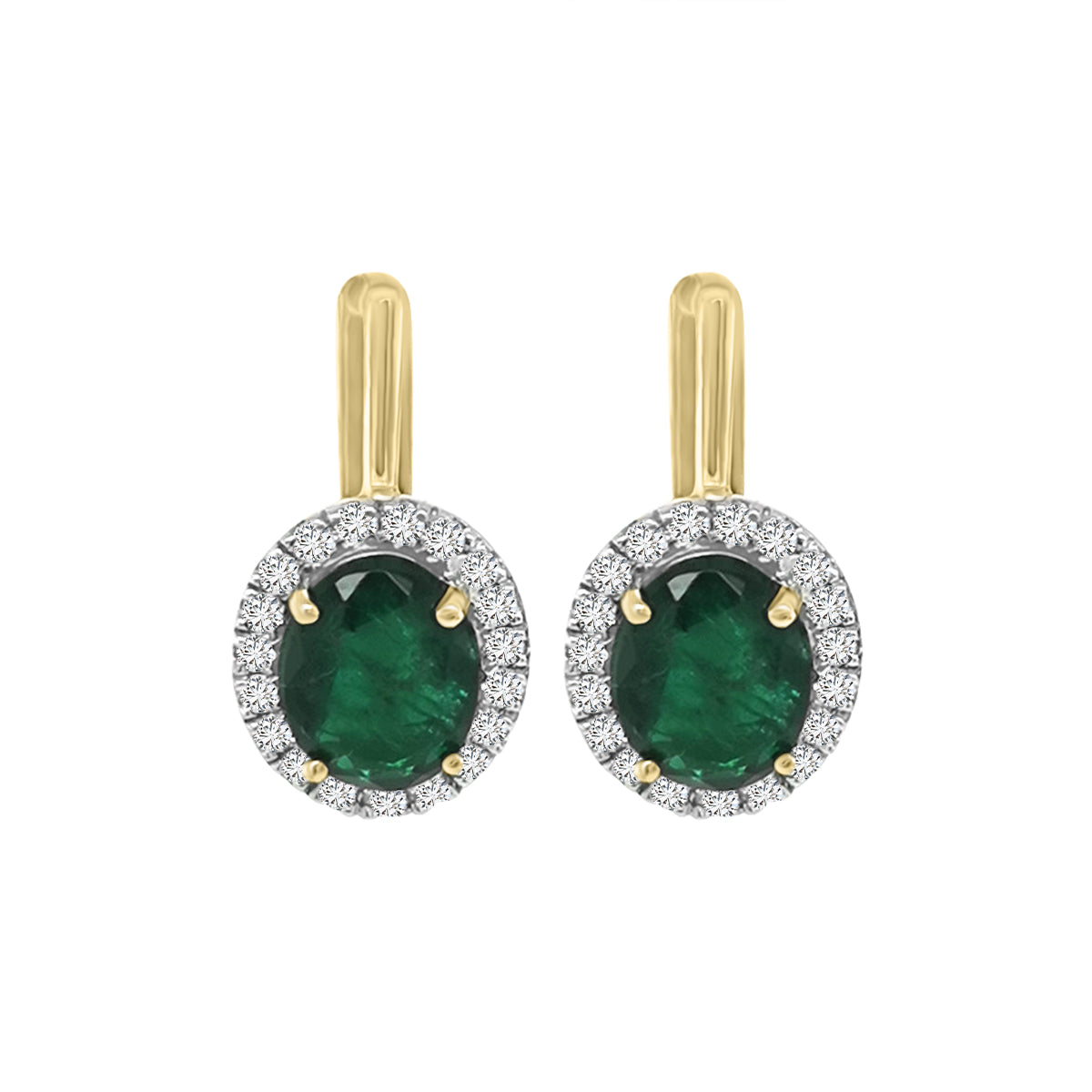 Emerald And Diamond Earrings Crafted In 18k Yellow Gold