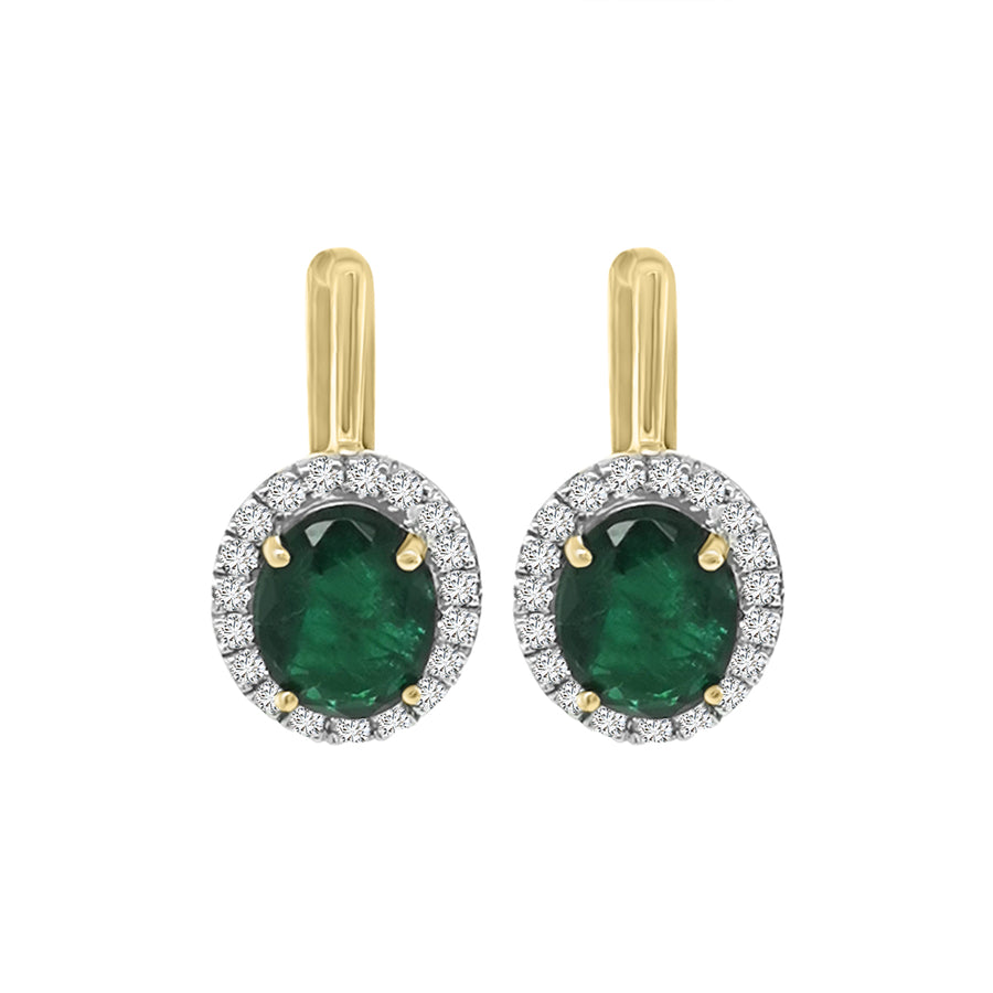Emerald And Diamond Earrings Crafted In 18k Yellow Gold