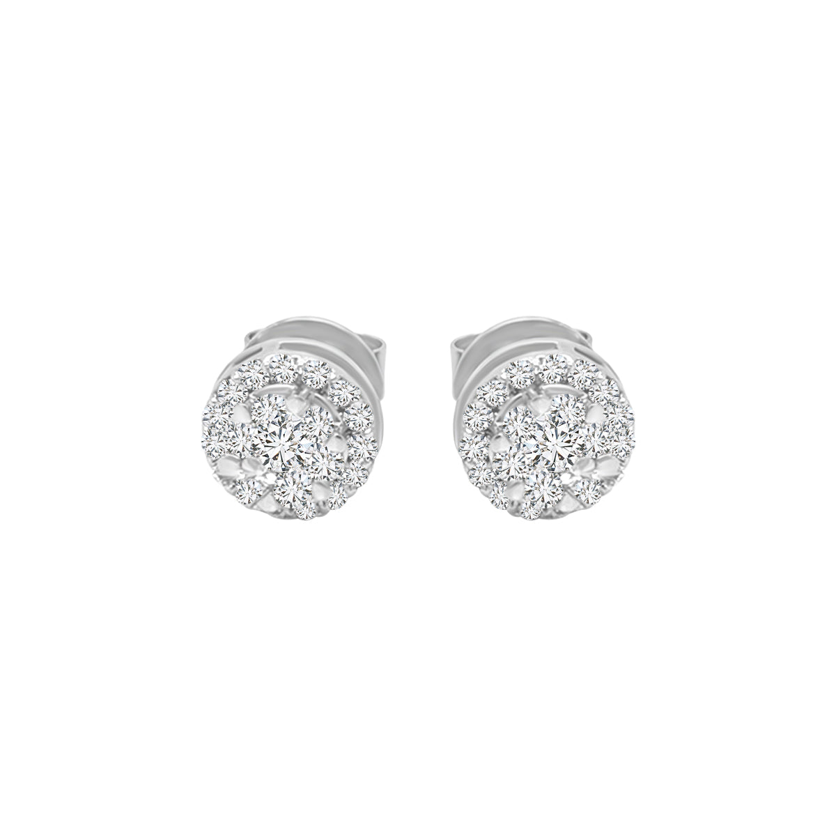 Diamond Stud Earrings In 18k White Gold