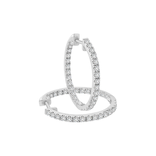 Diamond Hoop Earrings IN 18k White Gold
