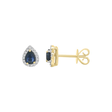 Sapphire And Diamond Earrings In 18k Yellow Gold