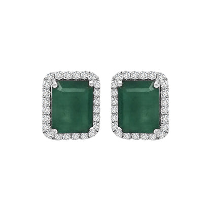 Emerald And Diamond Earrings In 18k White Gold.