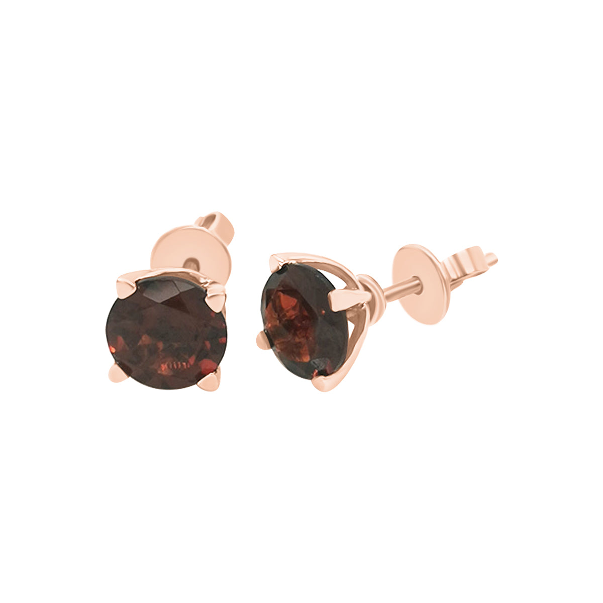 Garnet Stud Earrings In 18k Rose Gold.