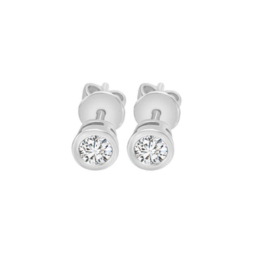 Bezel Set Diamond earring In 18k White Gold