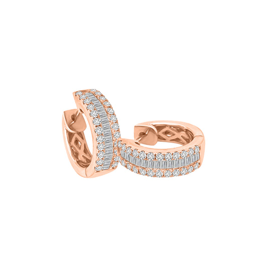 Diamond Huggie Earrings In 18k Rose Gold