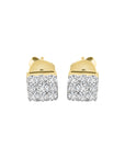 Cluster Set Diamond Earrings In 18k Yellow Gold.