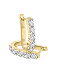 Five Diamond Huggie Hoop Earrings In 18k Yellow Gold.