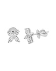 Marquise Diamonds Set In A Floral Pattern Earrings In 18k White Gold.