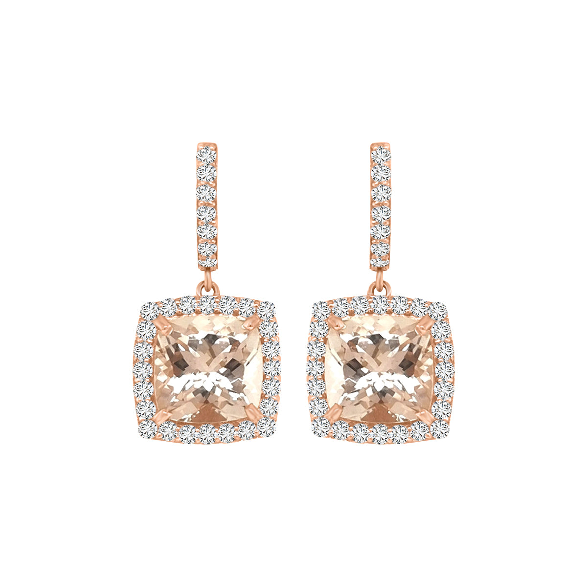 Morganite And Diamond Earrings In 18k Rose Gold.