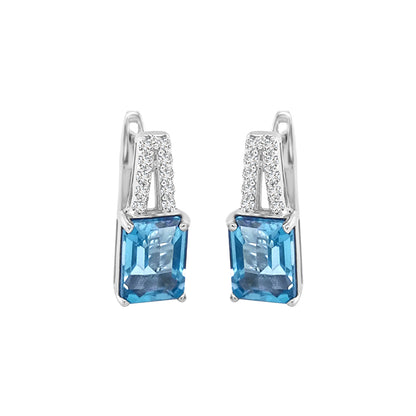 Blue Topaz And Diamond Earrings In 18k White Gold.