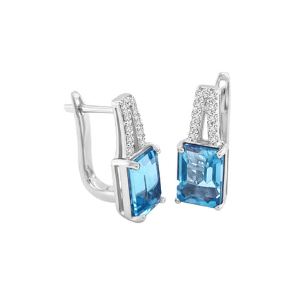 Blue Topaz And Diamond Earrings In 18k White Gold.