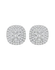Double Halo Diamond Stud Earrings In 18k White Gold.