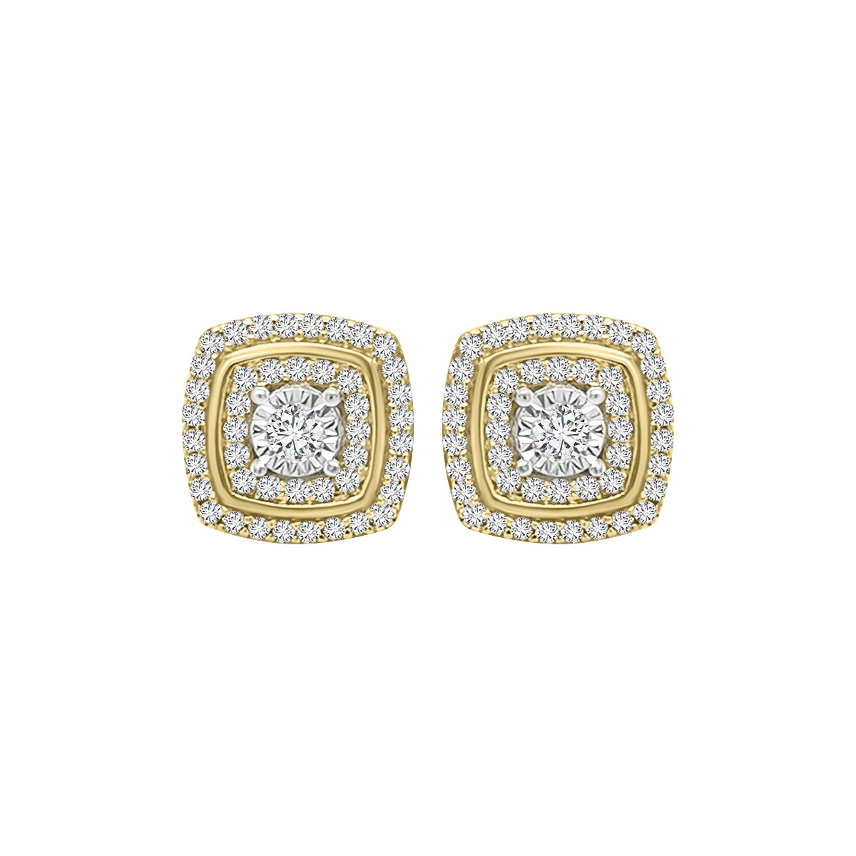 Diamond Stud Earrings In 18k Yellow Gold.
