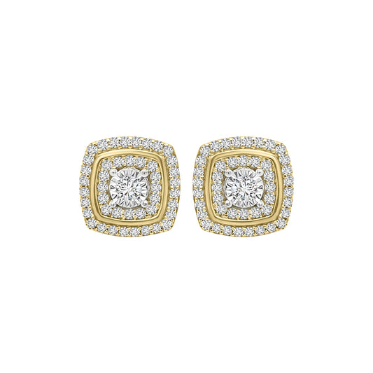 Diamond Stud Earrings In 18k Yellow Gold.