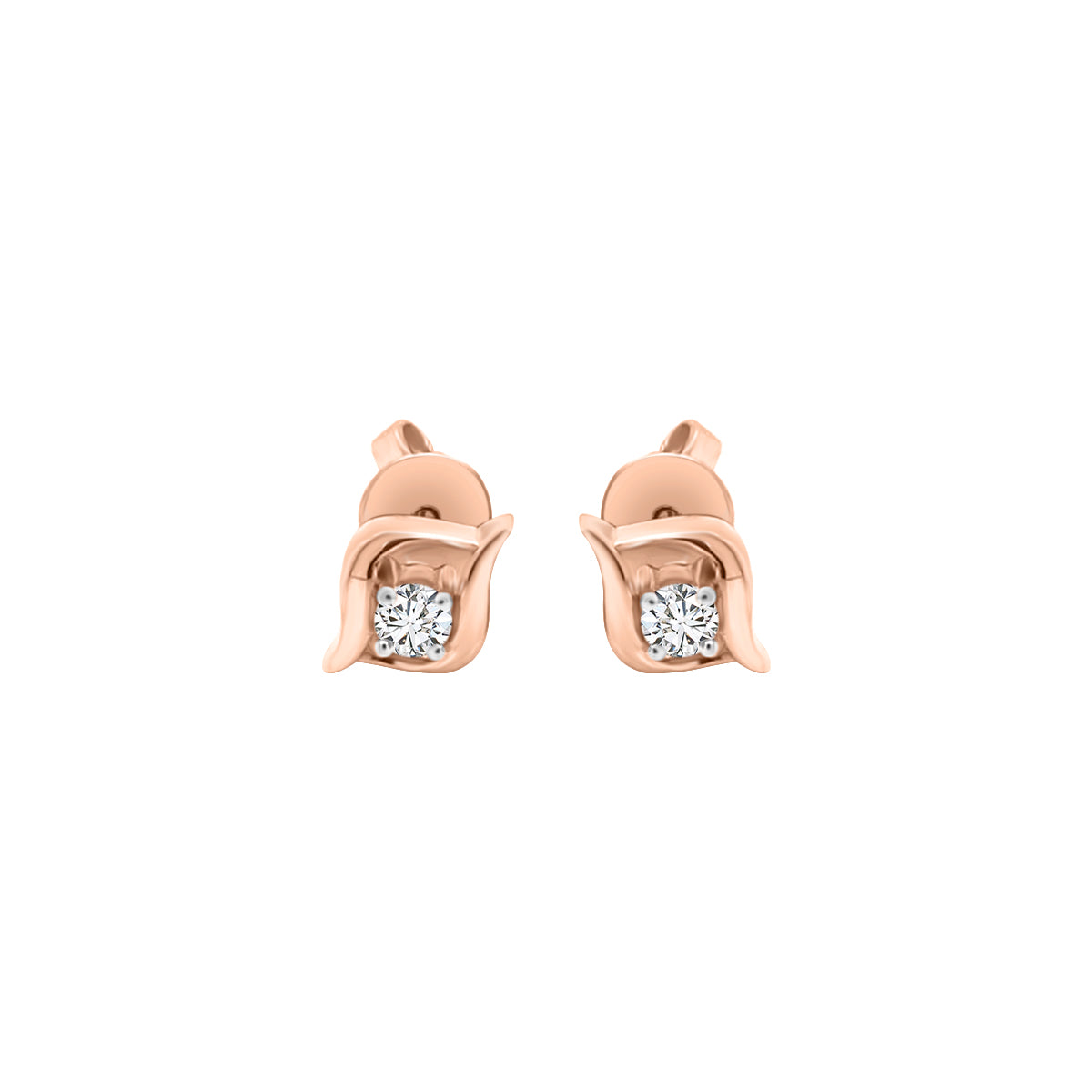 Solitaire Diamond Stud earrings In 18k Rose Gold.