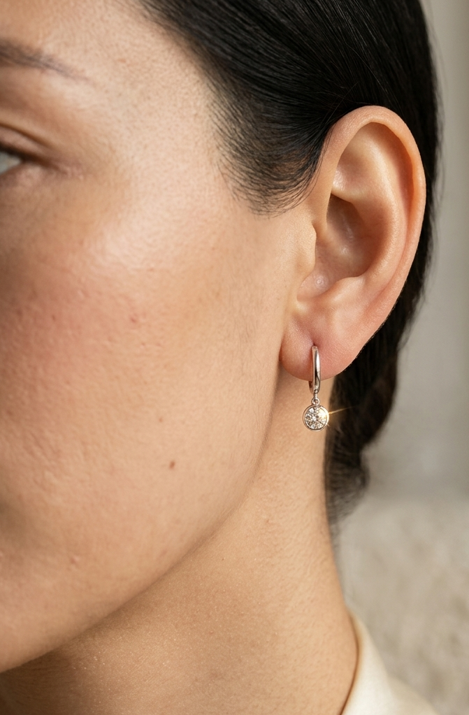 Diamond Drop Earrings in 18K White Gold