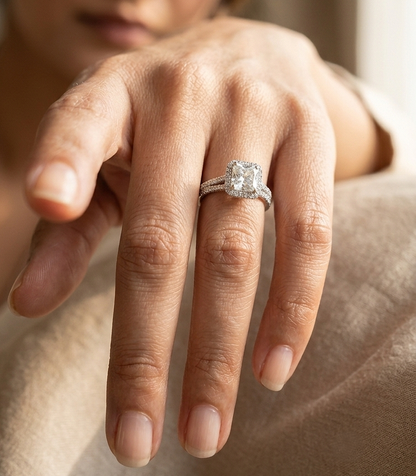 Radiant Cut Diamond Bridal Set In 18K White Gold l 1 Carat Diamond