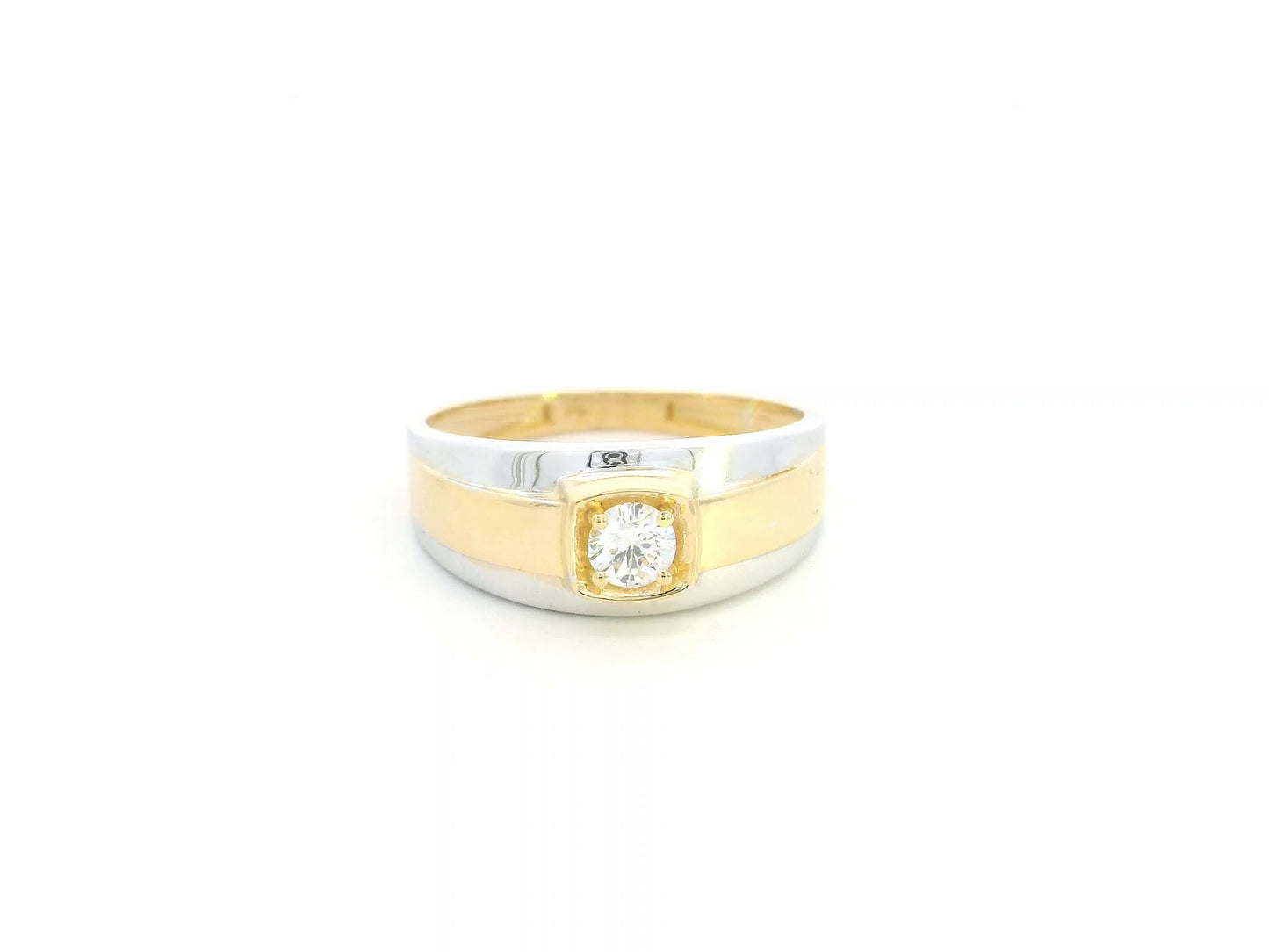 Men’s diamond ring 0.30 carat in 18K two-tone yellow and white gold by Emirates Diamonds