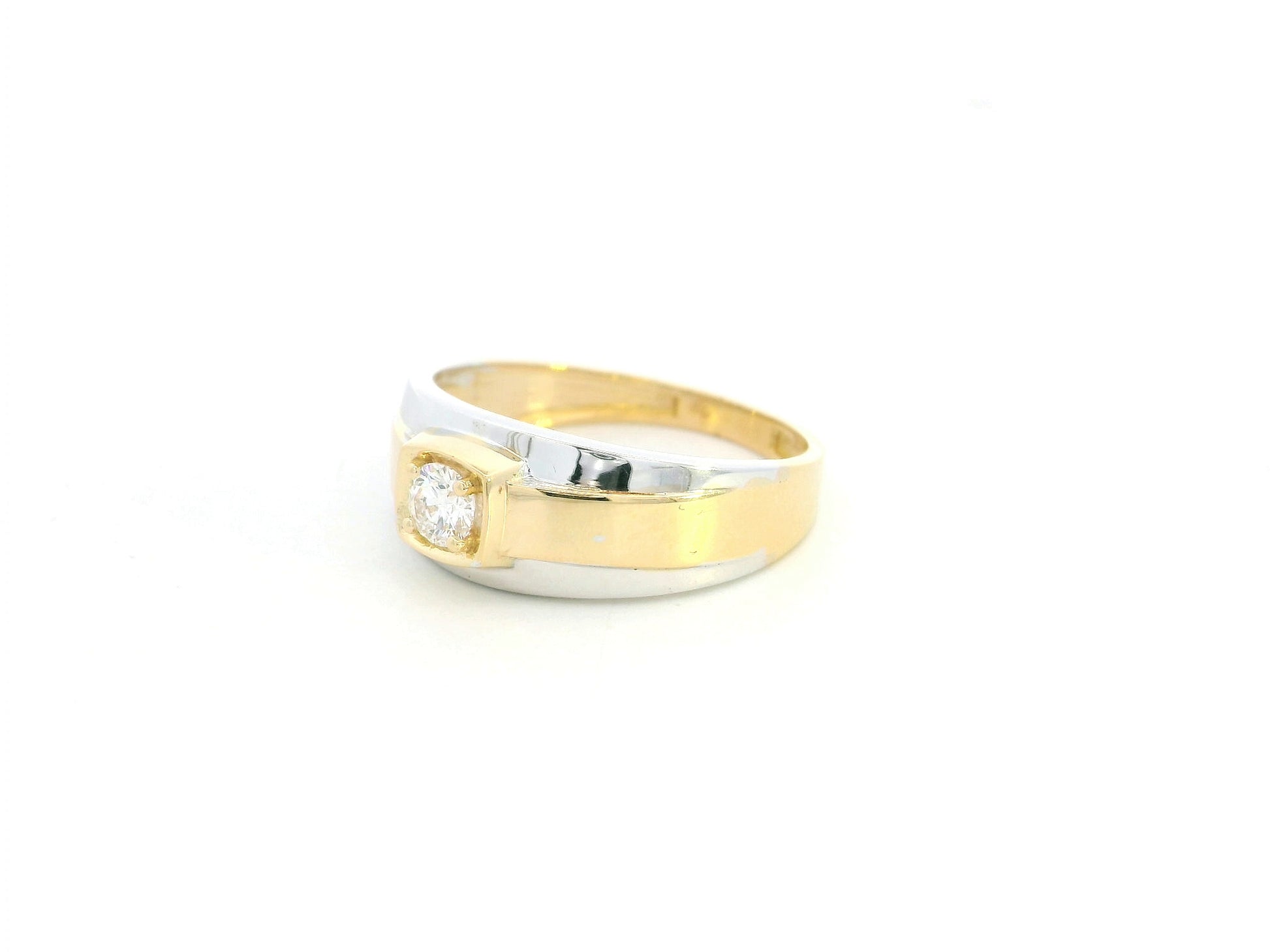 Men’s diamond ring 0.30 carat in 18K two-tone yellow and white gold by Emirates Diamonds