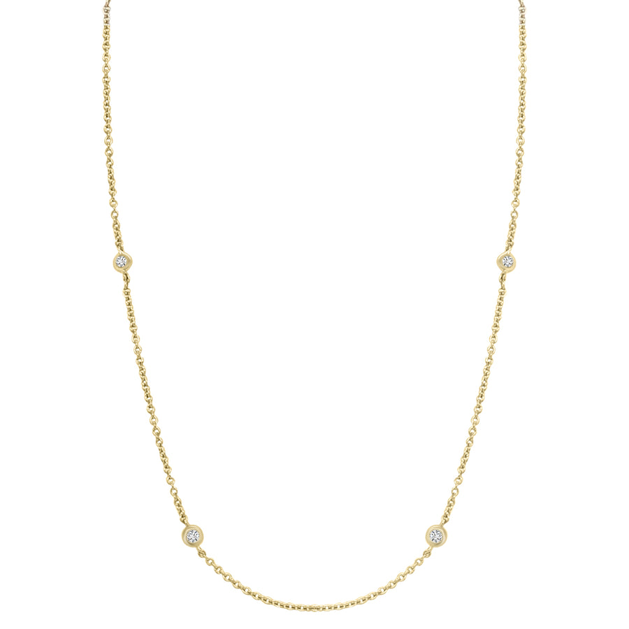 Bazel Set Diamond Necklace Crafted In 18K Yellow Gold