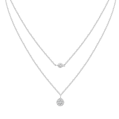 Double Line Diamond Necklace Crafted in 18K White Gold