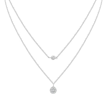 Double Line Diamond Necklace Crafted in 18K White Gold