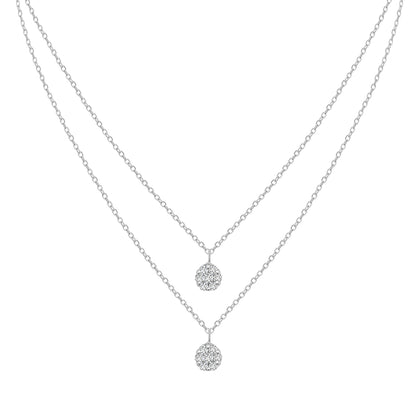 Double Line Diamond Necklace Crafted In 18K White Gold