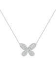 Pave Butterfly Necklace In 18k White Gold.