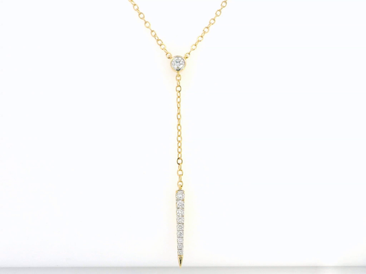 18K Yellow Gold Y-Drop Diamond Necklace for Women