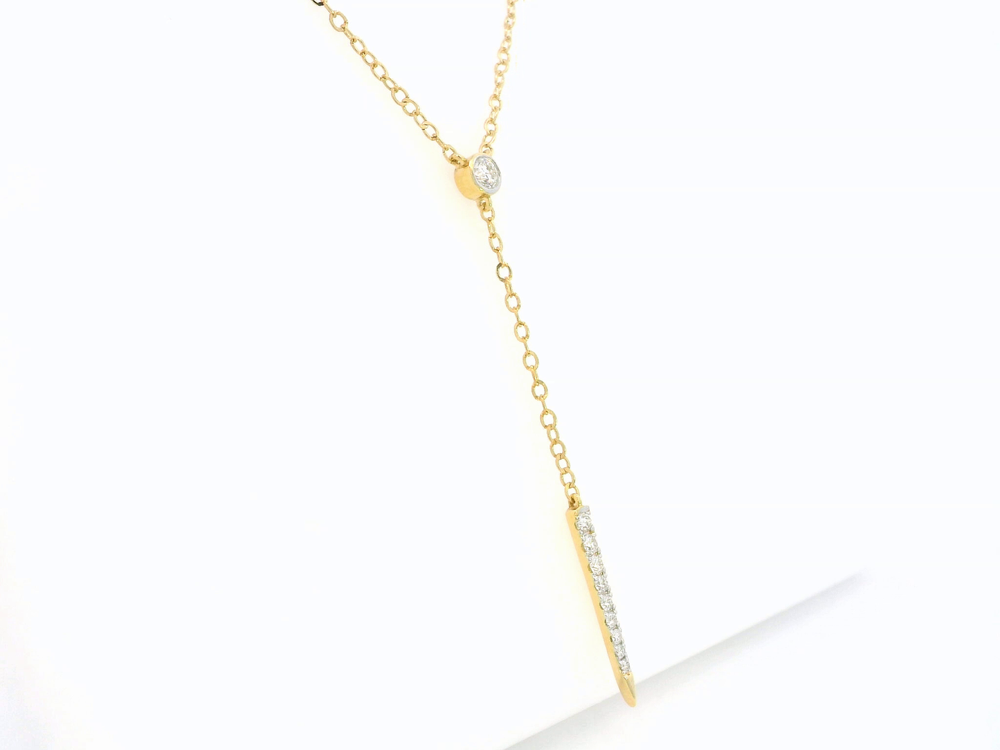 18K Yellow Gold Y-Drop Diamond Necklace for Women