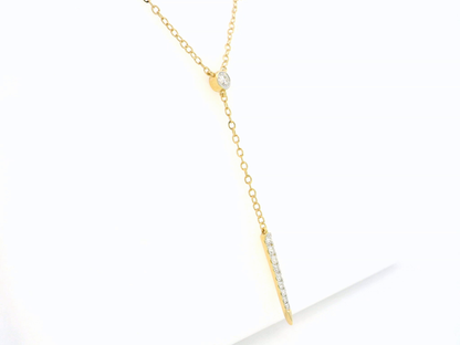 18K Yellow Gold Y-Drop Diamond Necklace for Women