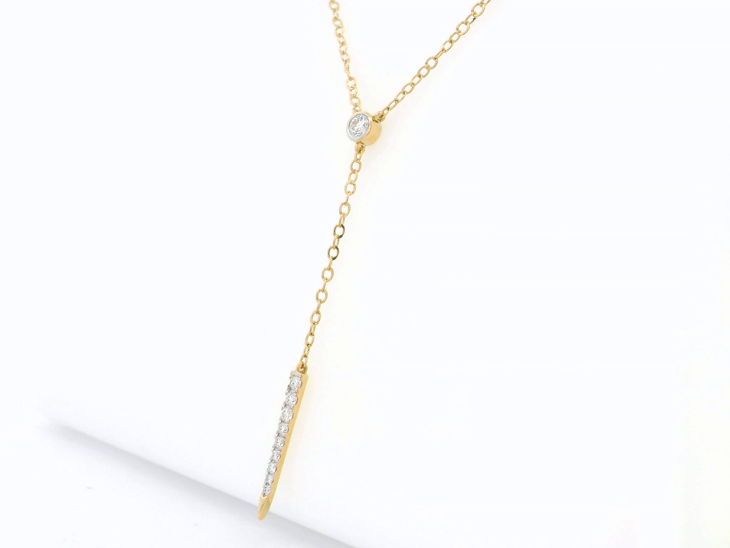 18K Yellow Gold Y-Drop Diamond Necklace for Women