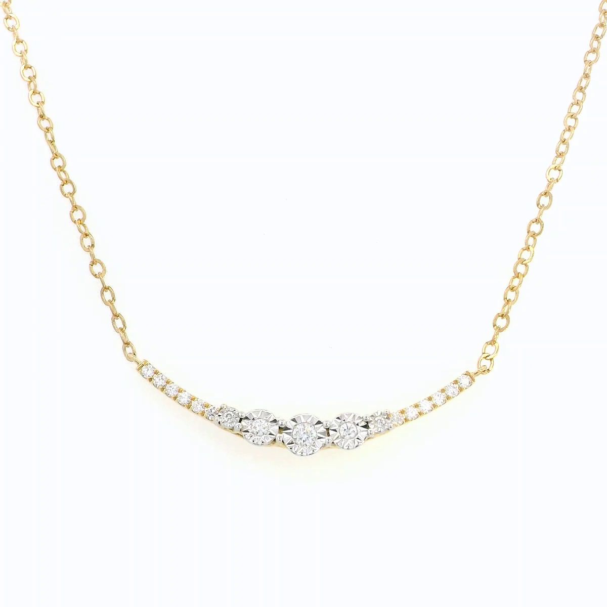 18K Gold Diamond Necklace with Miracle Plate Setting – 0.16 Carat Diamonds