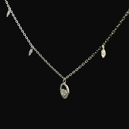 18K White Gold Diamond Necklace | 0.31 Carats | Elegant Circle Cluster Pendant on Gold Chain