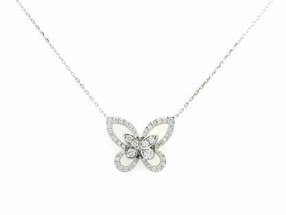 18K gold butterfly pendant featuring 0.41 CT natural diamonds in a delicate openwork design. Chain not included.