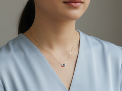 18K yellow gold marquise Tanzanite and diamond halo necklace – fine jewelry by Emirates Diamonds