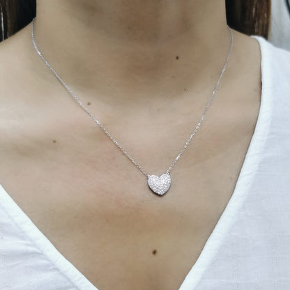 Diamond heart pendant necklace in 18K gold with 0.43 carat pavé diamonds

