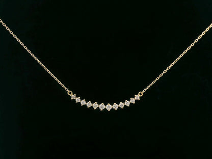 18K Yellow Gold Diamond Curved Bar Necklace with 0.28 CTW, Minimalist Design