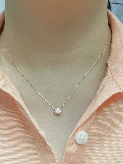 0.92 Carat GIA Certified Diamond, SI 1 , L color. Solitaire Pendant Necklace in 18K Yellow Gold