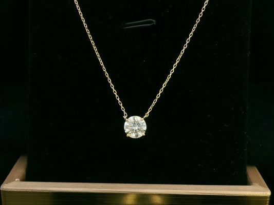 0.92 Carat GIA Certified Diamond, SI 1 , L color. Solitaire Pendant Necklace in 18K Yellow Gold