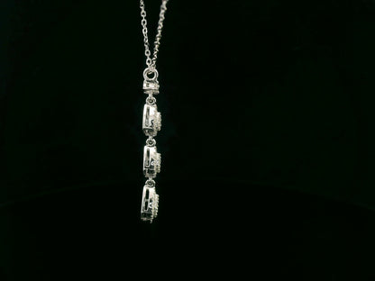 18K white gold diamond drop necklace featuring three pear-shaped pavé-set diamond drops – Emirates Diamonds