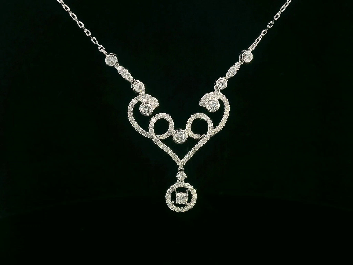 18K white gold diamond statement necklace featuring 1.40ct brilliant-cut diamonds – Emirates Diamonds