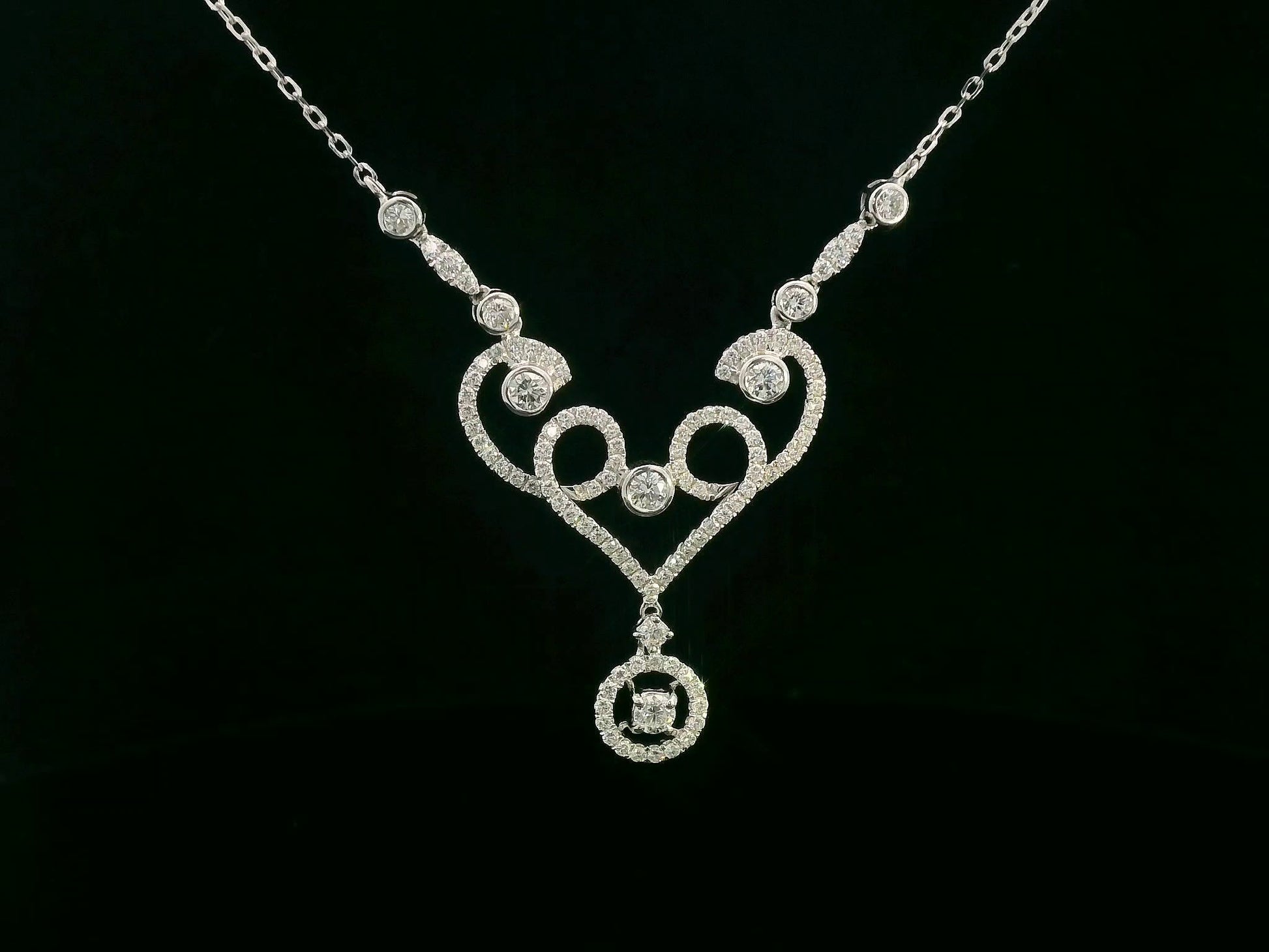 18K white gold diamond statement necklace featuring 1.40ct brilliant-cut diamonds – Emirates Diamonds