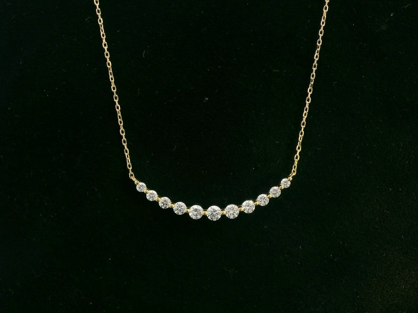 18K yellow gold graduated diamond bar necklace – 0.47ct round brilliant diamonds, Emirates Diamonds