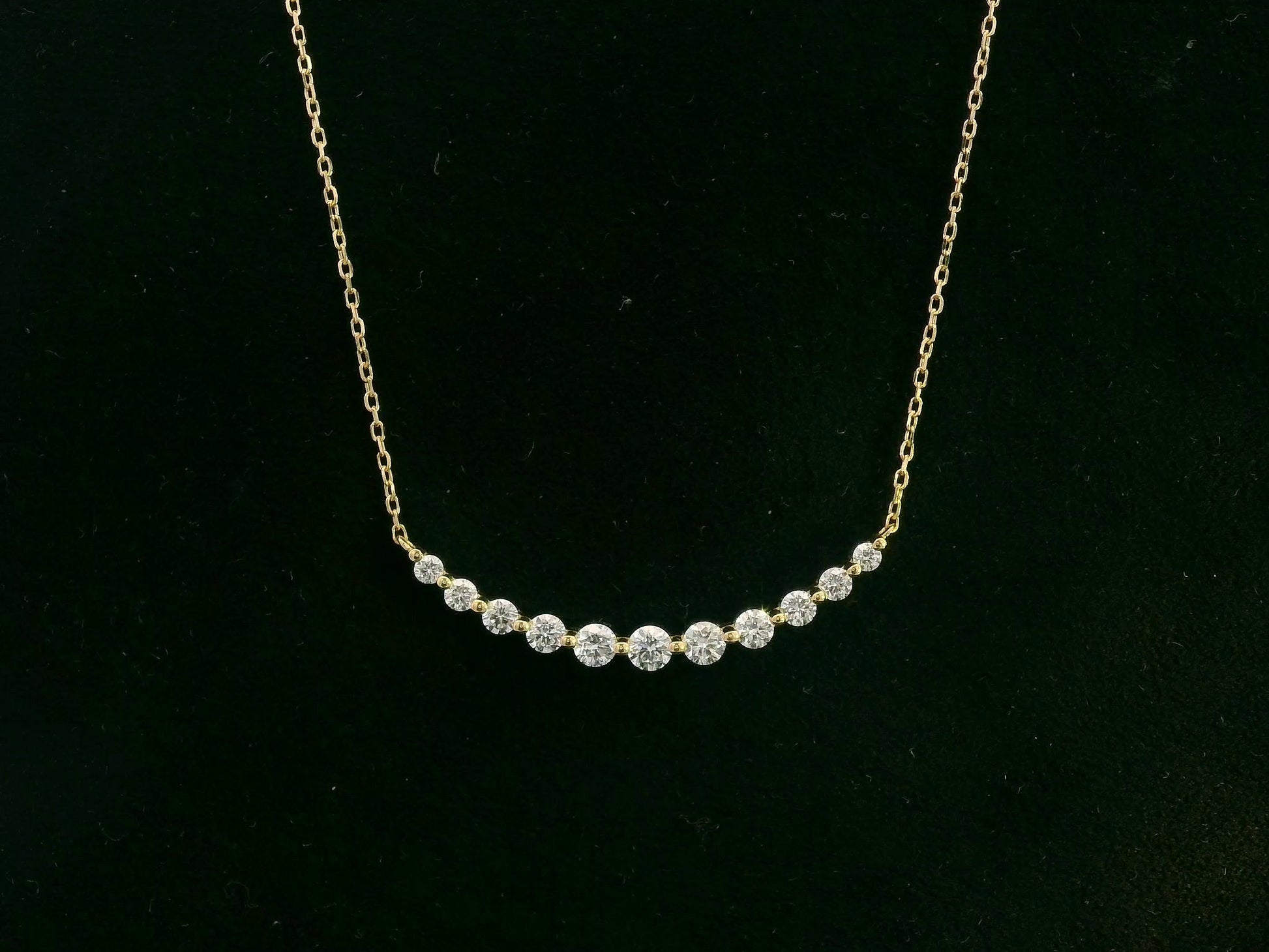 18K yellow gold graduated diamond bar necklace – 0.47ct round brilliant diamonds, Emirates Diamonds