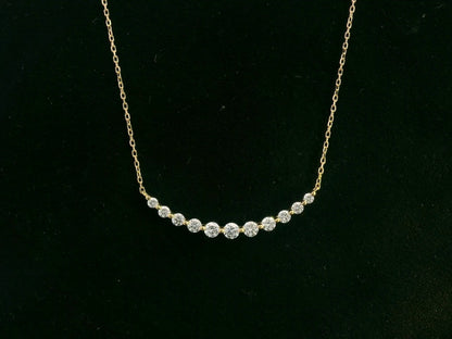 18K yellow gold graduated diamond bar necklace – 0.47ct round brilliant diamonds, Emirates Diamonds