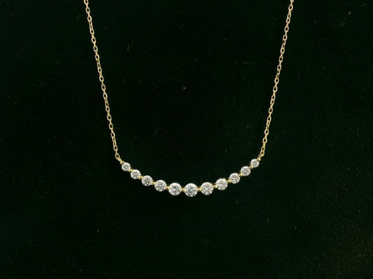 18K yellow gold graduated diamond bar necklace – 0.47ct round brilliant diamonds, Emirates Diamonds